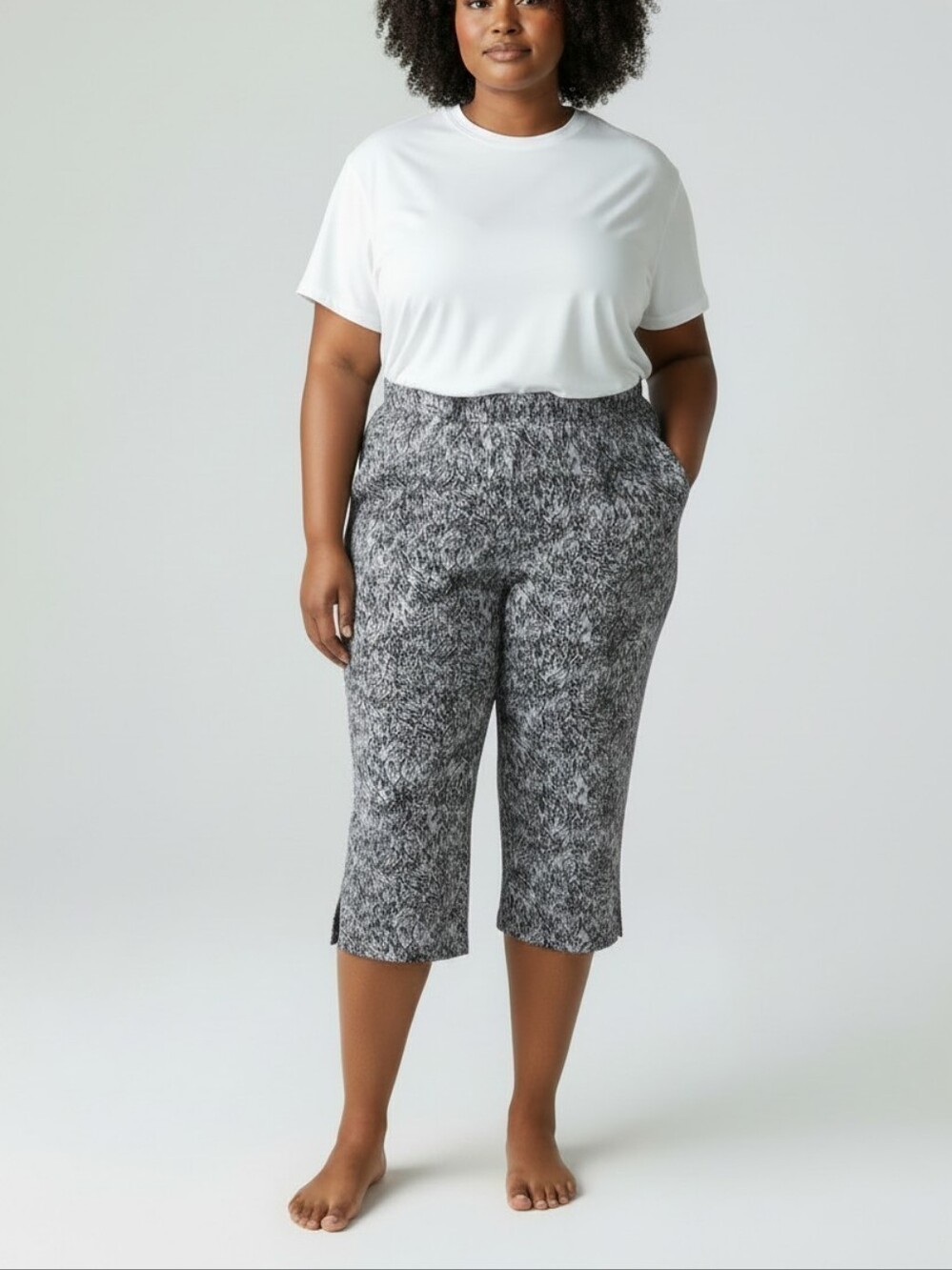 Womans Printed Black & Blue Pull-On Pants Size 3X